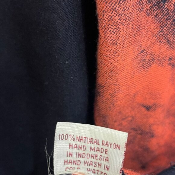 Luna May Handmade Black & Orange Abstract Print Rayon V-Neck Mini Dress Size S - Picture 4 of 8